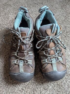 Keens Women Brown and Light Blue Outdoor Hiking Boots Size 7